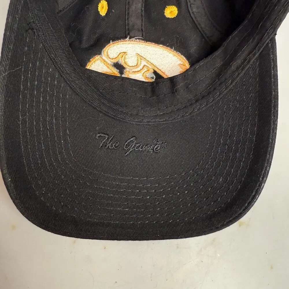 Iowa Hawkeyes Hat Cap Black Gold Strap-Back One Size 100% Cotton by The Game EUC